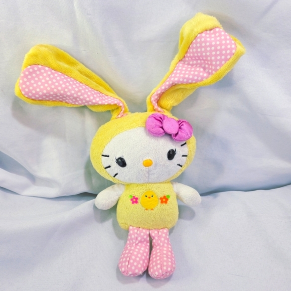 Hello Kitty Easter Bunny Rabbit Plush Stuffed Toy Yellow Pink 8 Inch 2013 - Picture 9 of 9